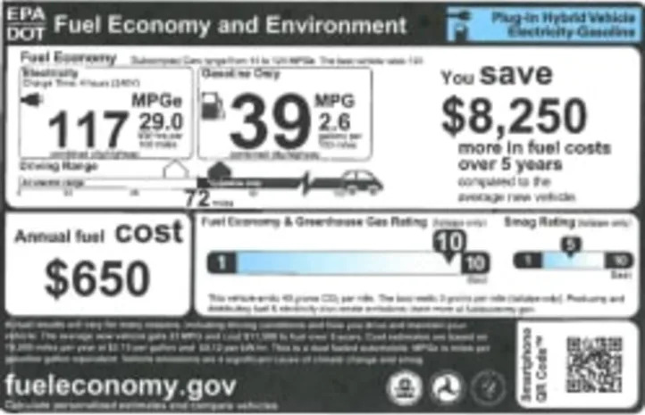 BMW i3 window sticker