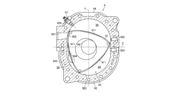 Patent drawing of rotary engine for EV range extending